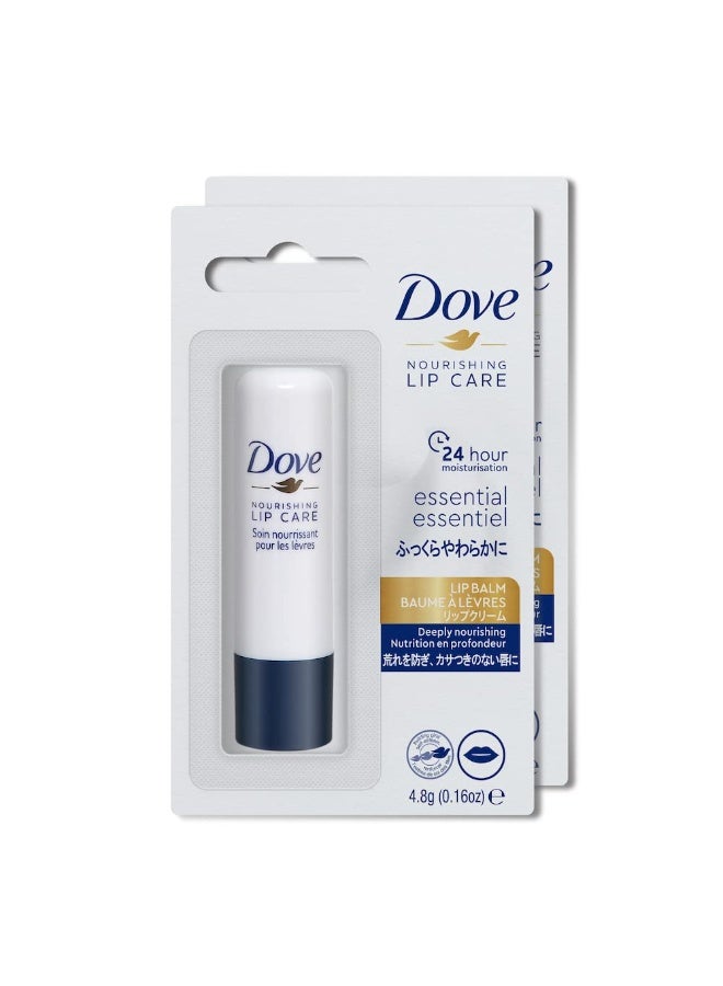 دوف بلسم دوف إسينشال المغذي للعناية بالشفاه، ترطيب يدوم 24 ساعة، 4.8 غرام (عبوة من قطعتين) - Image 1